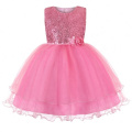 Hot Selling Wholesale Children Kids Girls Boutique Clothing  Bowknot Sleeveless baby girl party Sequins dress with flowers